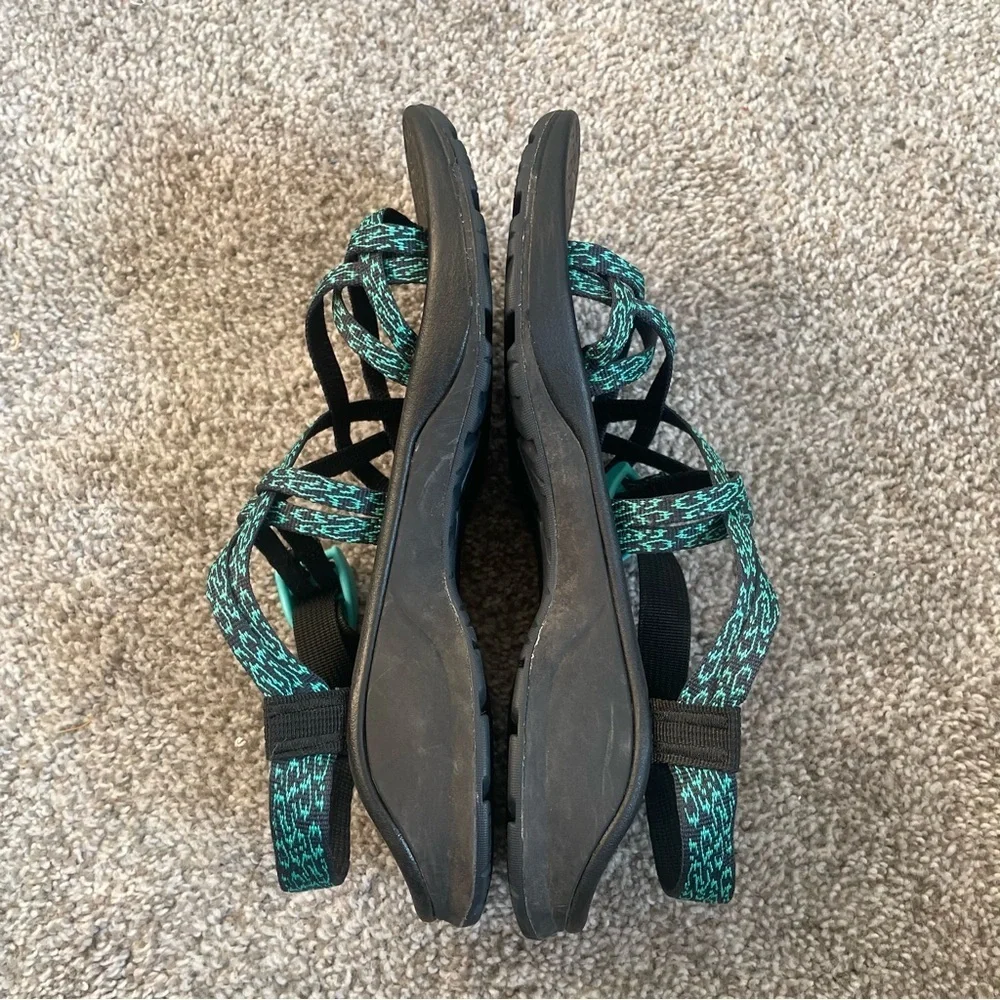 Chaco Z Cloud ZX2 Sandals Women’s Size 9 Hiking Water Shoes Toe Loop Green Black